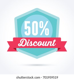 50% discount badge. Sale and promotion banners