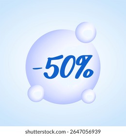 A 50% discount badge. Simple minimalist design. Vector illustration