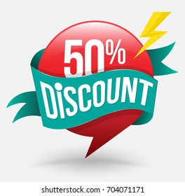 50% Discount banner. Vector illustration for promotion advertising element.