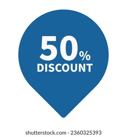 50 Discount In Blue Circle Shape For Sale Promotion Business
