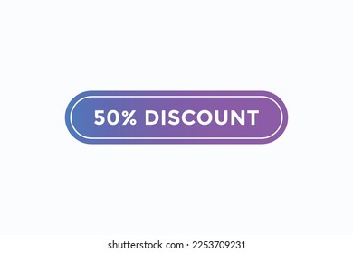 50% de vectores de botón de descuento.burbuja de voz de etiqueta de signo 50% de descuento
