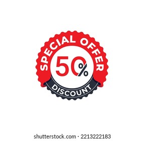 50% Discount Coupon. Sale offer price sign. Sale tags set vector badges template. Special offer symbol. Discount promotion. Discount badge Stamp shape. Vector illustration design