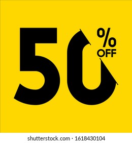 50% Discount Label Number Vector Template