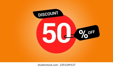 50%, ilustración de vector de etiqueta de descuento, banner de venta para promocional, elemento de diseño de etiqueta de oferta especial, cincuenta, signo de precio de oferta de venta, diseño vectorial