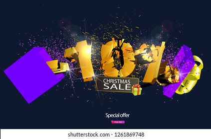 50% discount lettering explodes out of gift box for sale