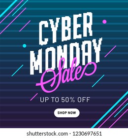 Up to 50% discount offer for Cyber Monday Sale, advertising template or flyer design.