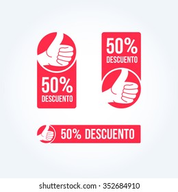 50% Discount Offer Labels Spanish