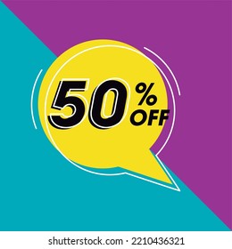 50% discount offer. Lilac yellow balloon
