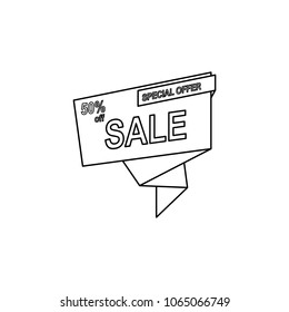 50 discount on tape icon. Element of sale signs for mobile concept and web apps. Thin line icon for website design and development, app development. Premium icon on white background