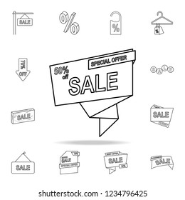 50 discount on tape icon. Detailed set of clearance sale icons. Premium graphic design. One of the collection icons for websites, web design, mobile app on white background