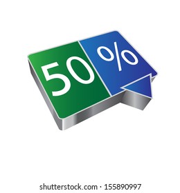 50% discount on a white background 3d