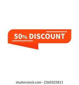 50 Discount In Orange Rectangle Ribbon Shape For Sale Advertising Business
