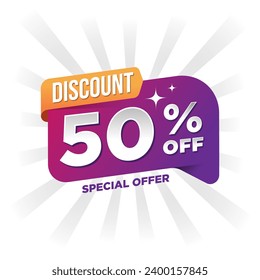 50% Discount. price sign.Sale tags set vector badges template. Sale offer. Special offer symbol. Discount promotion. Discount badge shape. Vector design