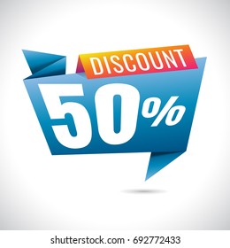 50% Discount Sale Banner Design on white background. sale. Vector