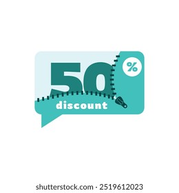 50% Discount Sale Tag Label Vector Template Design Illustration