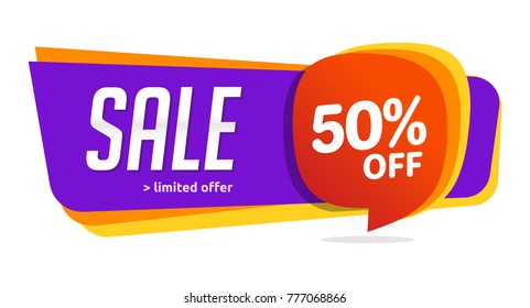 50 discount, Sales Vector badges for Labels, , Stickers, Banners, Tags, Web Stickers, New offer. Discount origami sign banner