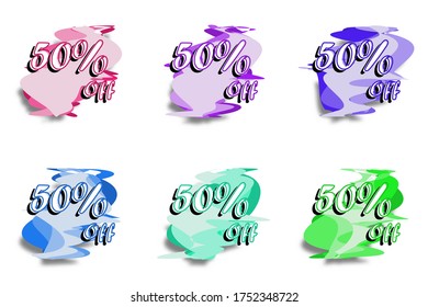 50 Discount, Sales Vector Budges For Labels Set, Can Use For Labels, Offer, Sticker, Web And More
