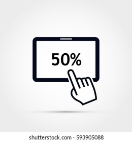 50% discount shown on a tablet screen -vector illustration