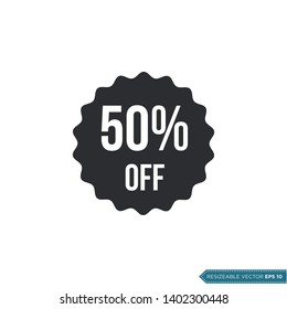 50% Discount Sign Icon vector Template flat design