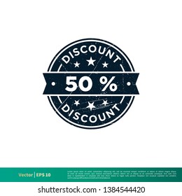 50% Discount Stamp Icon Vector Template
