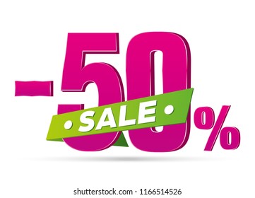 50% discount symbol for promotional sale