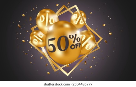 50% discount. Discount system. Sale. Black Friday. Discount system