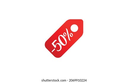 -50% Discount Tag Icon Vector Template Flat Illustration Design