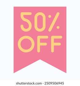 50 % Discount Tag Special Vector Icon, Fifty Percent Discount Tag, Sale Tag Icon. Flat Style Isolated Vector Icon.