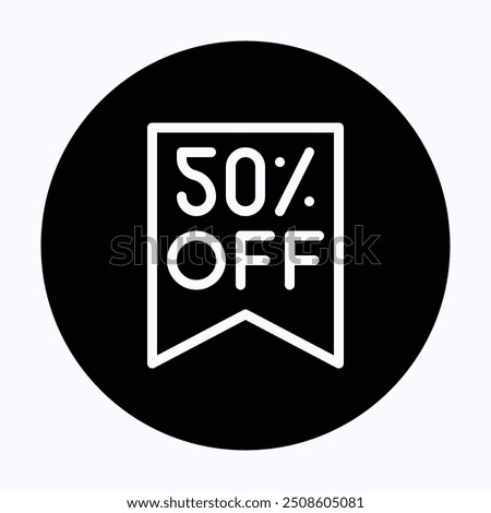 50 % Discount Tag Special Vector Icon, Fifty Percent Discount Tag, Sale Tag Icon. 