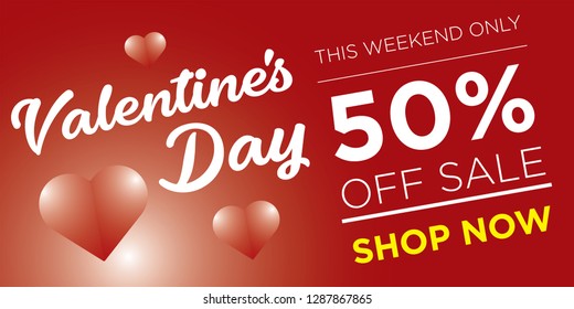 50% discount for Valentine's Day - Banner - Vector