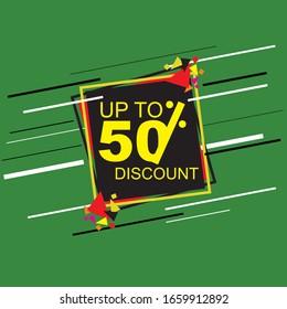 up to 50% discount vector illustration on green background