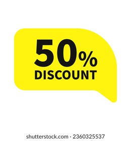 50 Discount In Yellow Rectangle Rounded Shape For Sale Advertising Business
