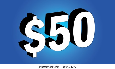 50 Dollar - $50 3D Blue Price Symbol Offer