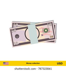 Billete de 50 dólares. Ilustración vectorial de los billetes en dólares.