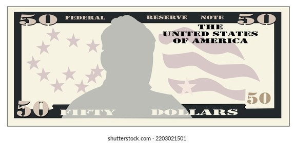 50 Dollars banknote. American dollar bill cash money isolated on white background.