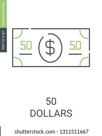 50 Dollars Sign Icon