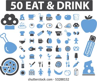 50 eat & drink signs. vector