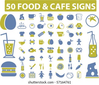 50 eco food & cafe signs. vector