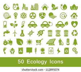 50 Iconos de ecología y reciclaje, conjunto vectorial, set 2