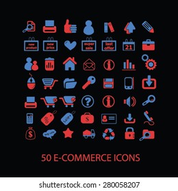 50 ecommerce icons set, vector