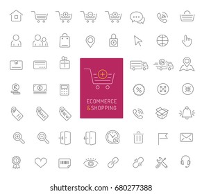 50 ecommerce and shopping thin line icons 