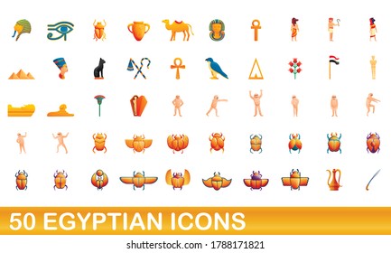 50 Egyptian Icons Set Cartoon Illustration Stock Vector (Royalty Free ...