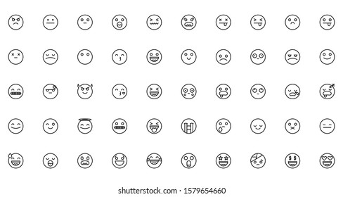 50 Emoji face Icons Outline