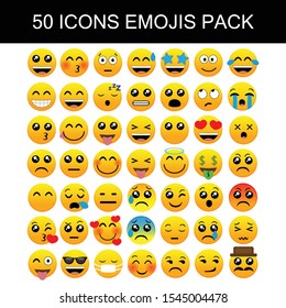 50 Emojis Pack Icons Set Vector