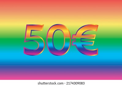 50 euro gradient 50 euro symbol big offer Special Label, Sticker, Tag Great discount sale banner design illustration background rainbow, gay, sale Off shopping bag and gift design elements.