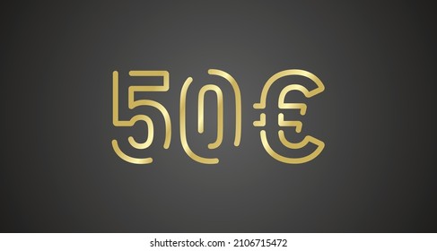 50 Euro internet website promotion sale offer big sale and super sale coupon code golden 50 Euro discount gift voucher coupon vector illustration