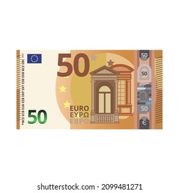 50 Euro money banknote cartoon vector illustration isolated object 