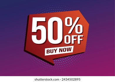 50% fifty percent off buy now poster banner graphic design icon logo sign symbol social media website coupon

