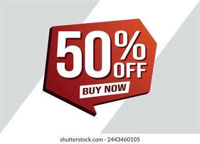 50% fifty percent off buy now poster banner graphic design icon logo sign symbol social media website coupon

