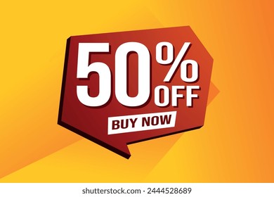 50% fifty percent off buy now poster banner graphic design icon logo sign symbol social media website coupon

